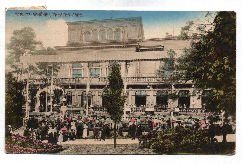 Ak Teplitz Schönau Theater Cafe 1918