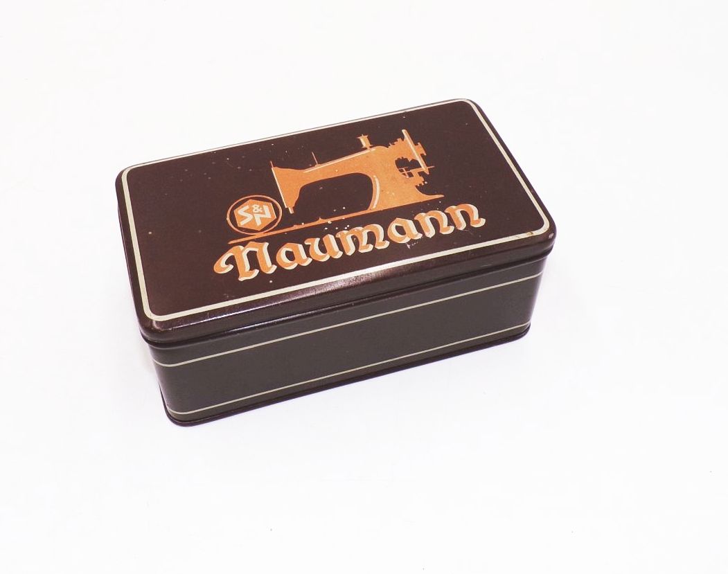Alte Naumann Blechdose Braun Nähmaschinen Dose Box