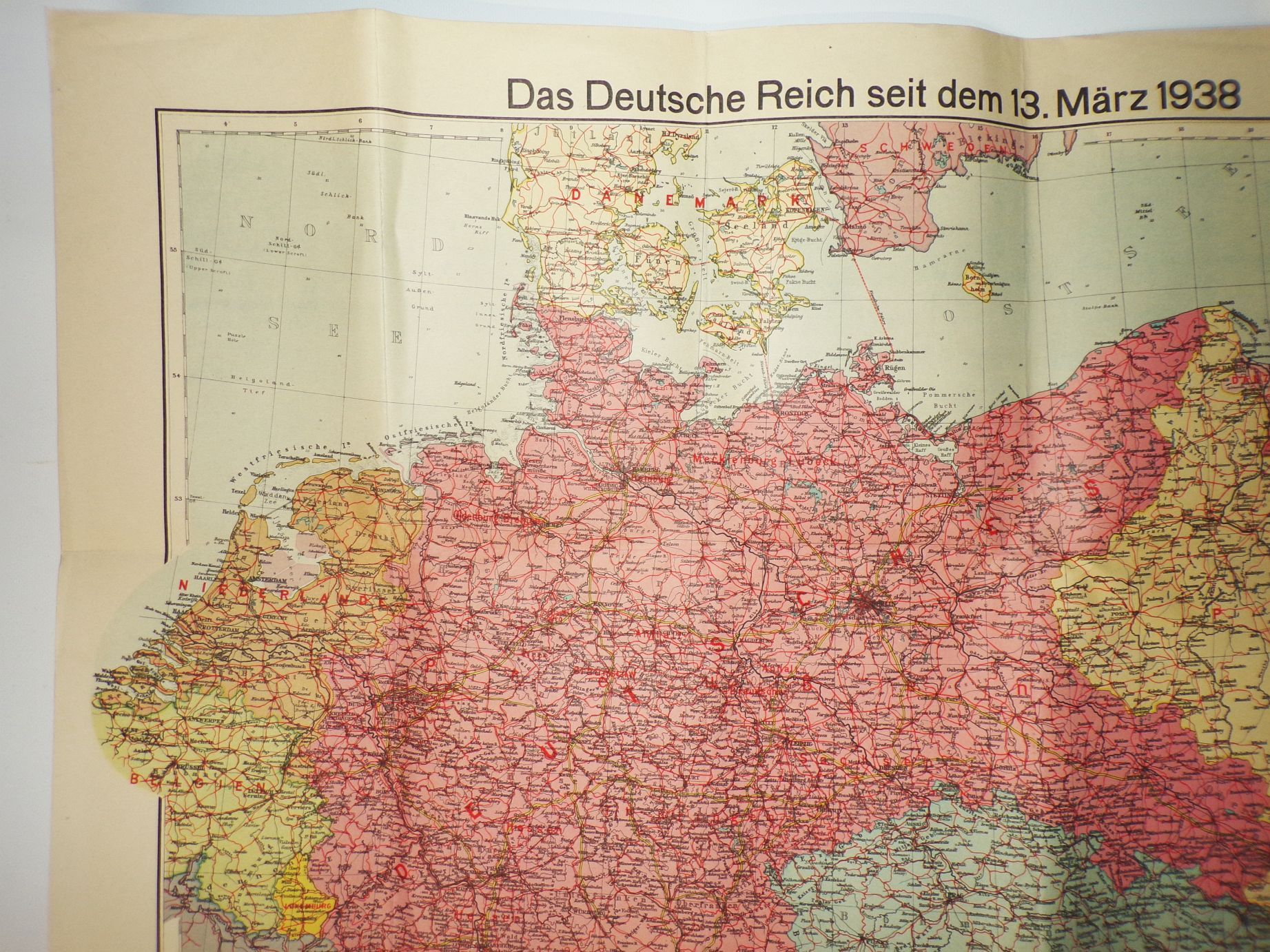Das Deutsche Reich seit dem 13 März 1938 historische Landkarte 