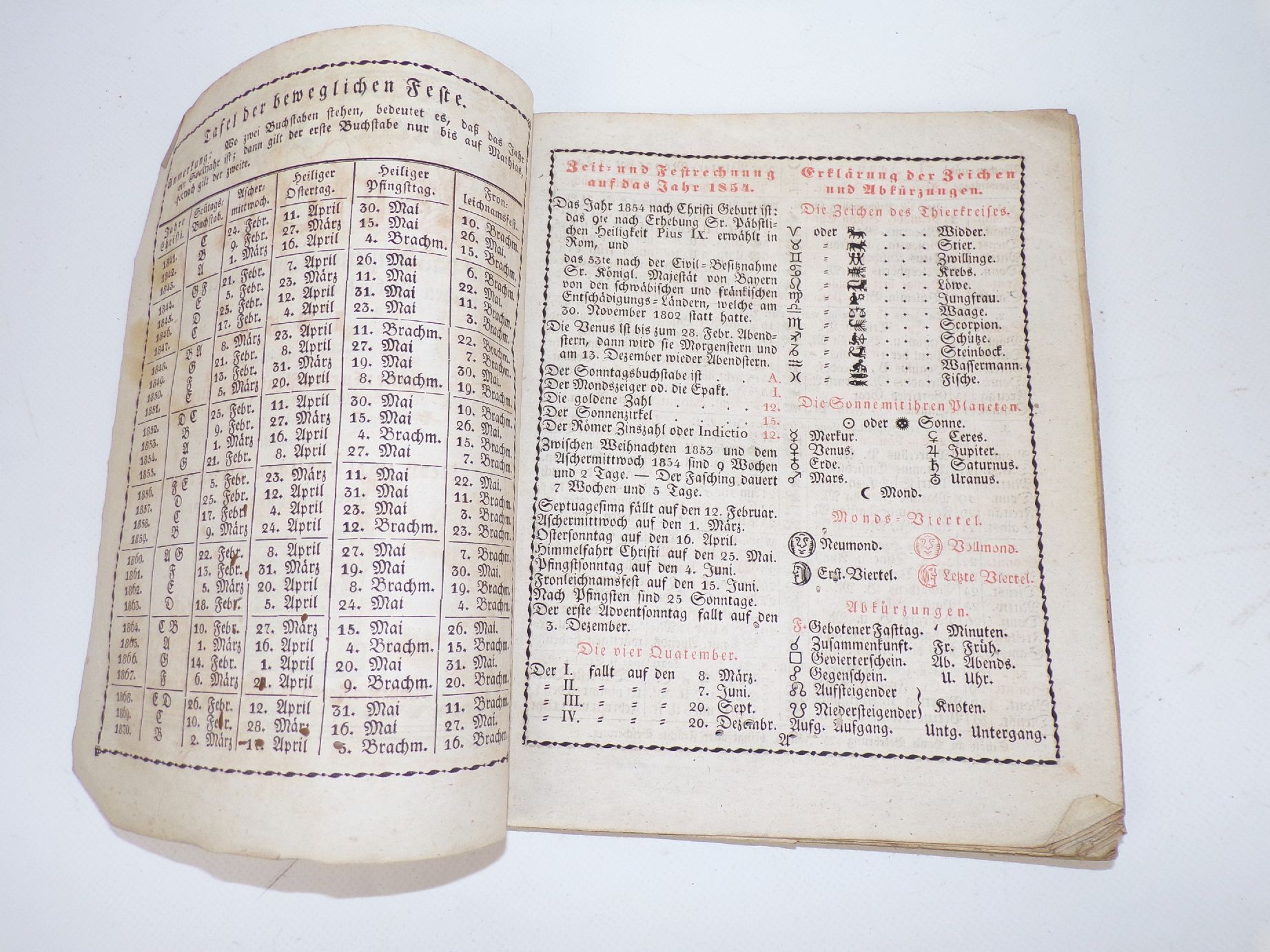 Neuer Schreib Kalender 1854 Neustadt Kempten 