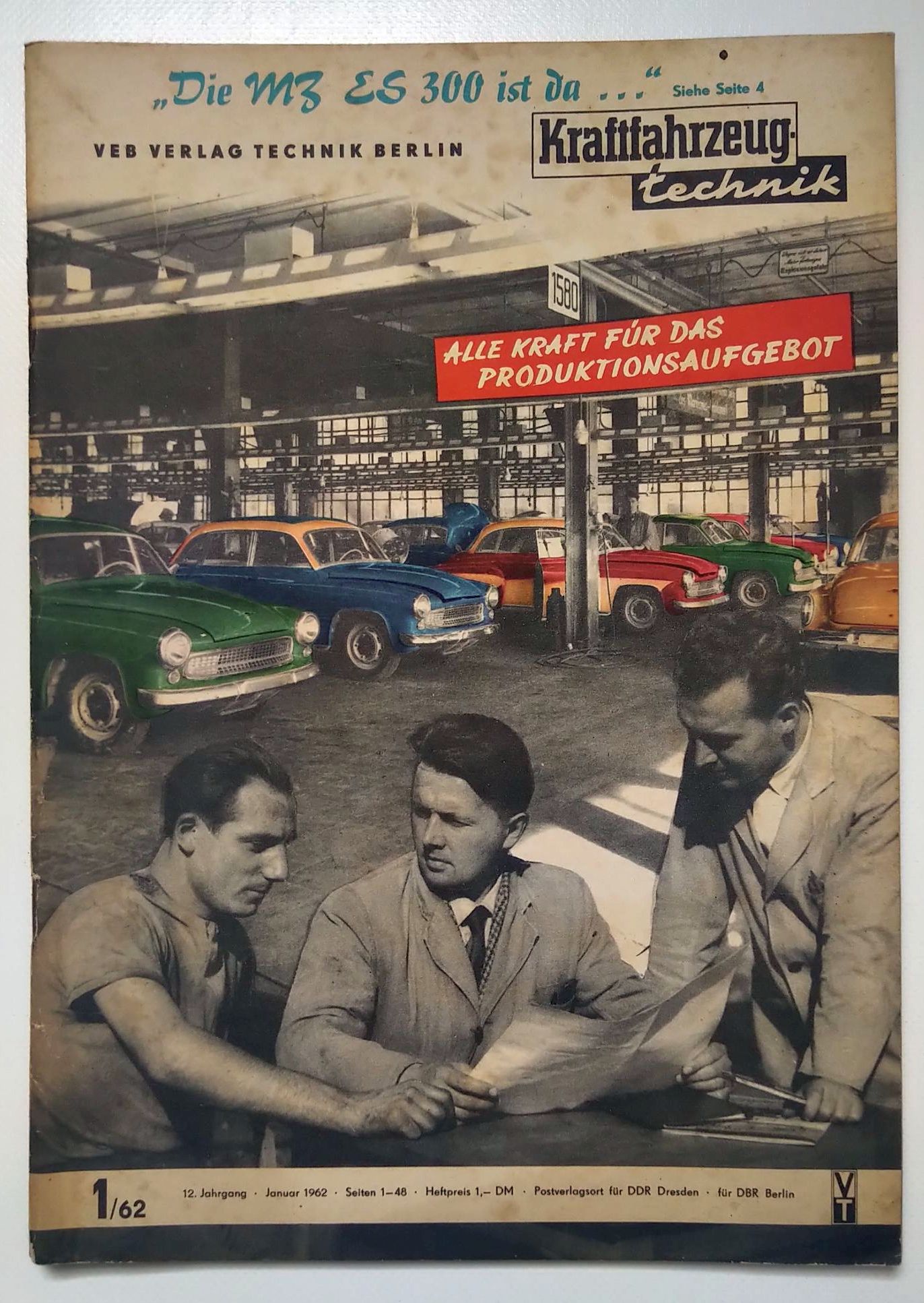 Kraftfahrzeugtechnik Zeitschrift DDR Nr 1 ES300 aus Zschopau ist da 1962