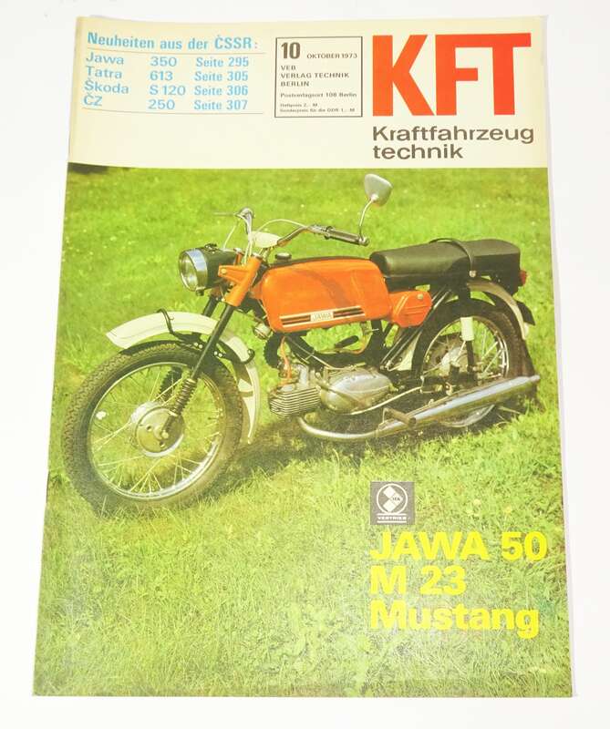 KFT Kraftfahrzeugtechnik Zeitschrift 10  1973 Jawa 50 M23 Mustang Tatra Skoda 