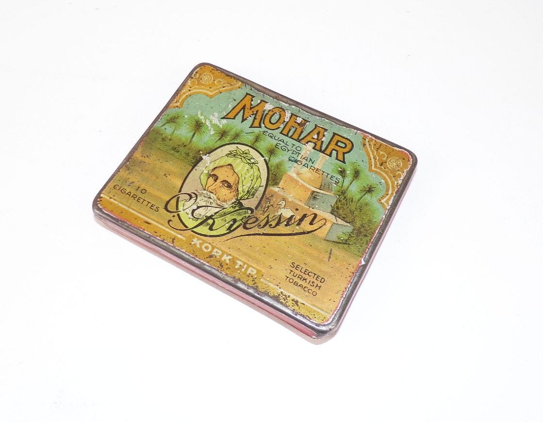 Alte Mohar Blechdose Zigaretten 10er lithografiert um 1900 Alte Mohar Blechdose Zigaretten 10er lithografiert um 1900