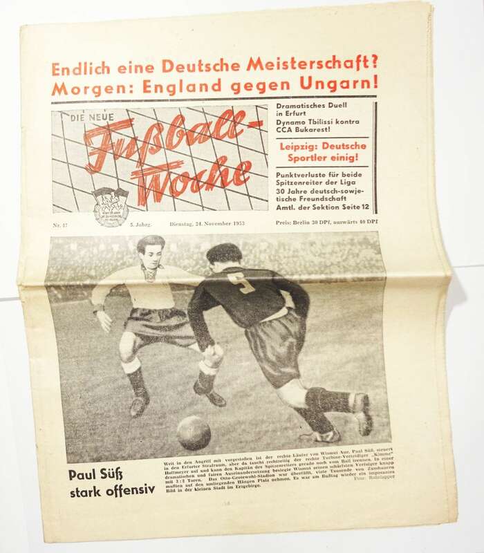 DDR Fussball Woche Nr 47  1953 England gegen Ungarm Erfurt Duell