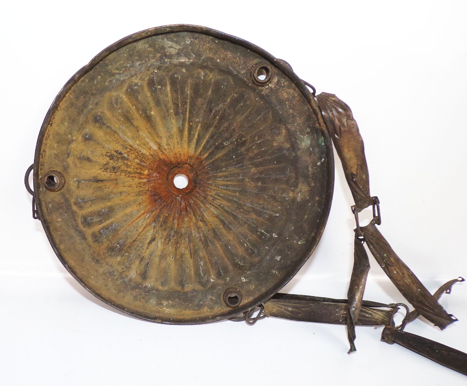 Lampenersatzteile Antik Ketten Baldachin Messingblech um 1900