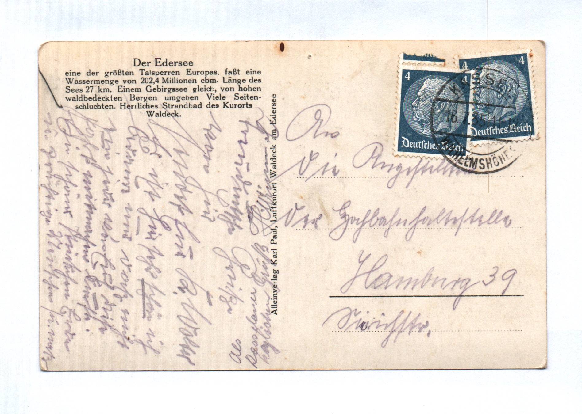 Ak Luftkurortt Waldeck am Edersee Original Fliegeraufnahme 1935 Ak Luftkurortt Waldeck am Edersee Original Fliegeraufnahme 1935