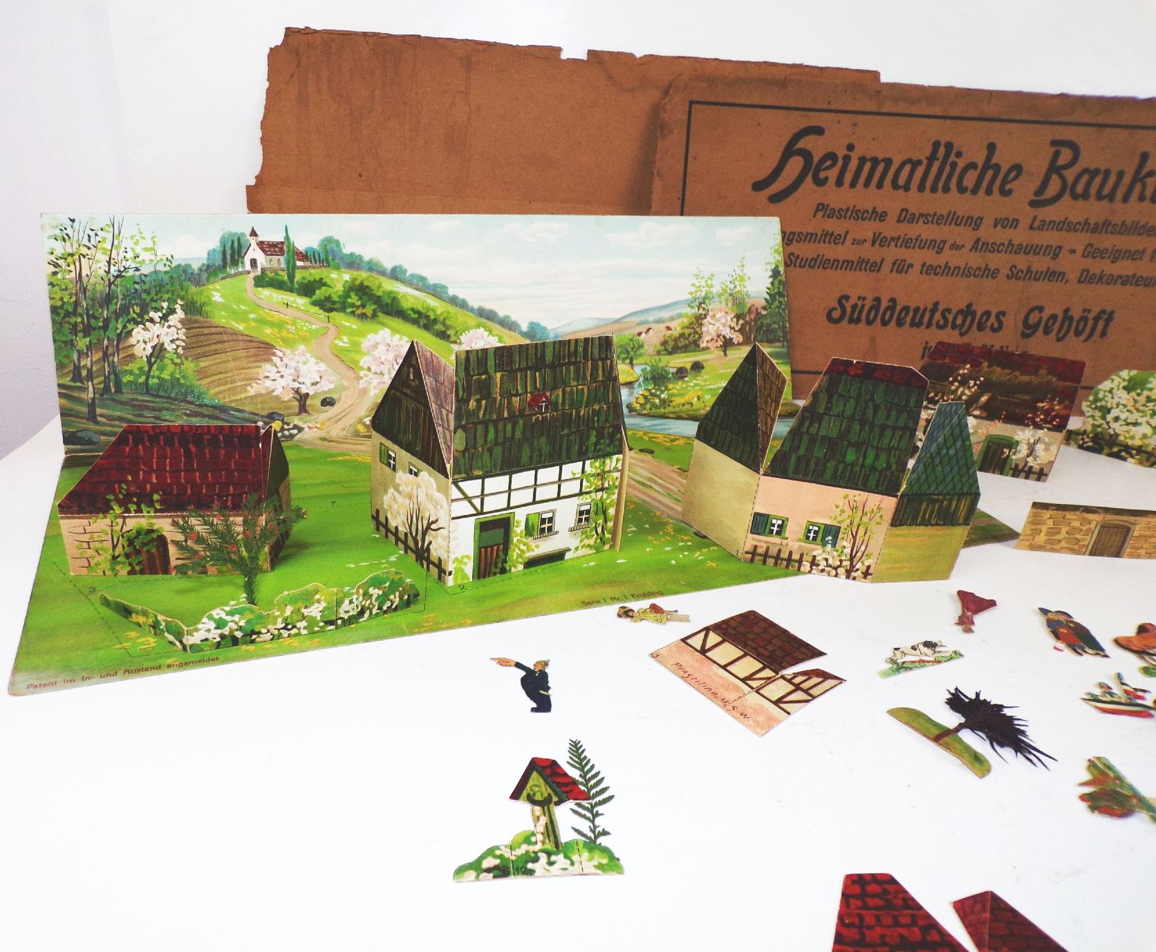 Diorama Frühling Heimatliche Baukunst Gustav Meyer Leipzig 1910 er Lehrmittel 