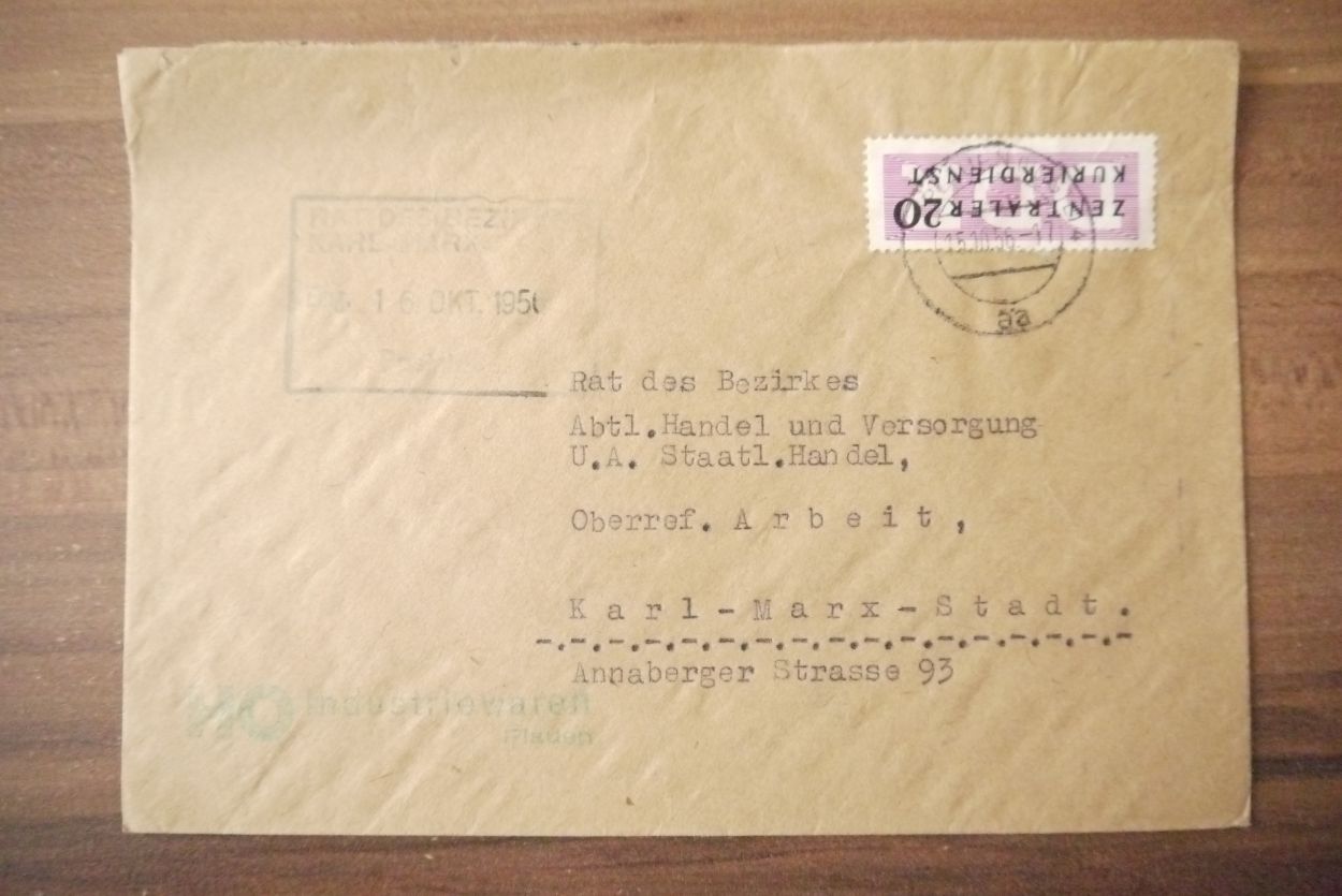 Brief ZKD HO Industriewaren Plauen 1956