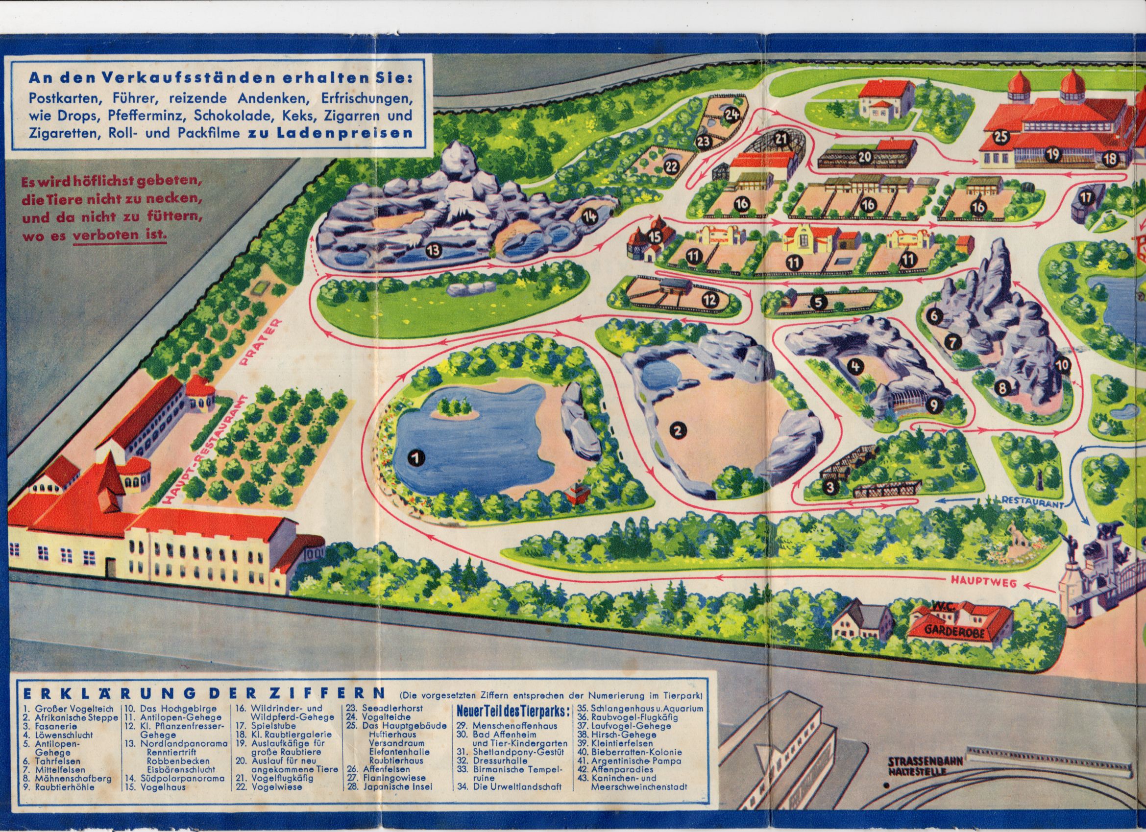 Plan Carl Hagenbecks Tierpark Altona Stellungen Hamburg um 1930 vintage