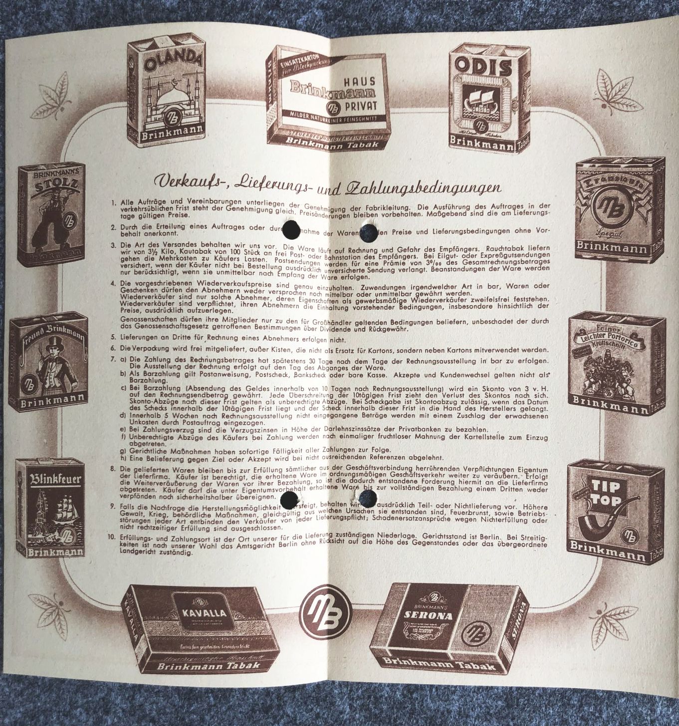 Tabak Fabriken Aktiengesellschaft Bremen Preisliste 6 von 1939 Prospekt