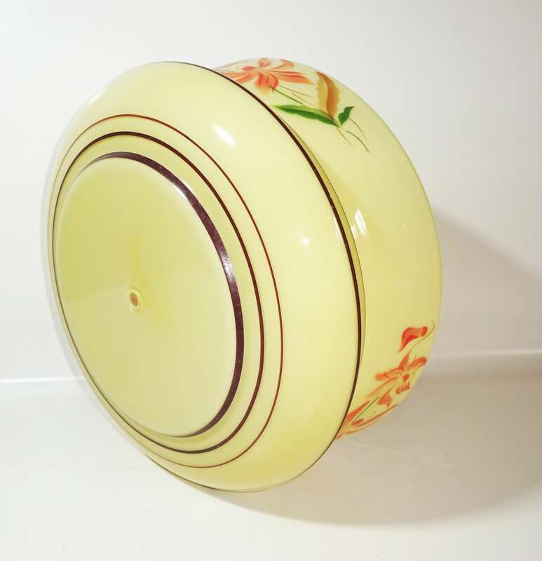 Alte Deckenlampe Beige Spritzdekor Blumen 1930er Art Deco Lampe