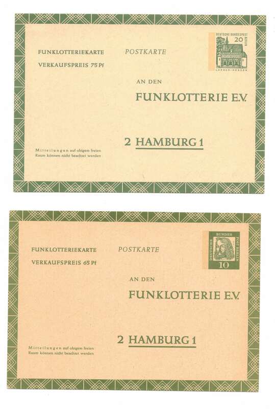 2 x Ganzsache Funklotterie E.V. Hamburg BRD (B6