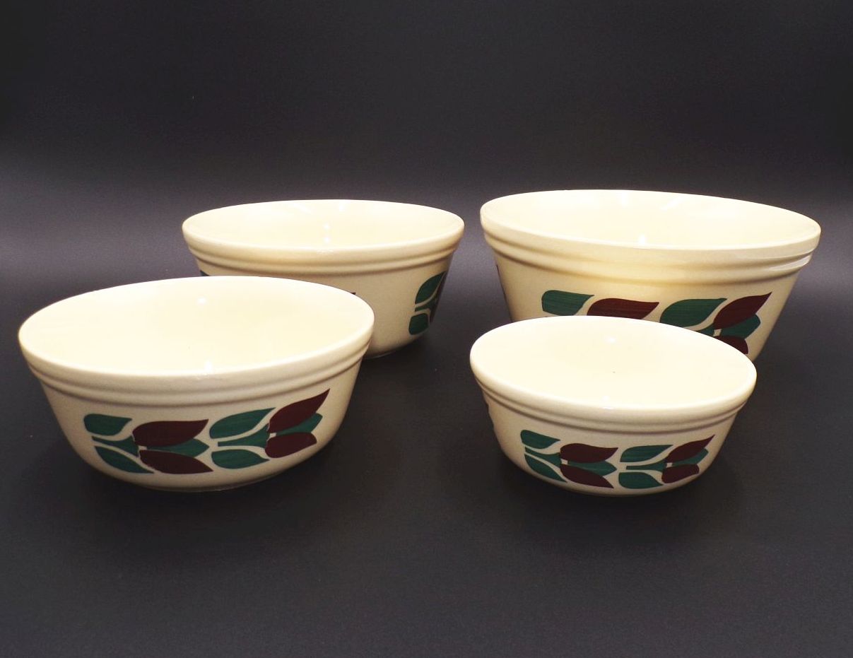 Altes Schüssel Set 4 Schalen Keramik Art Deco Spritzdekor 