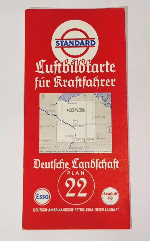 Standard Luftbildkarte Esso Plan 22 Schwerin Brandenburg 1930er  