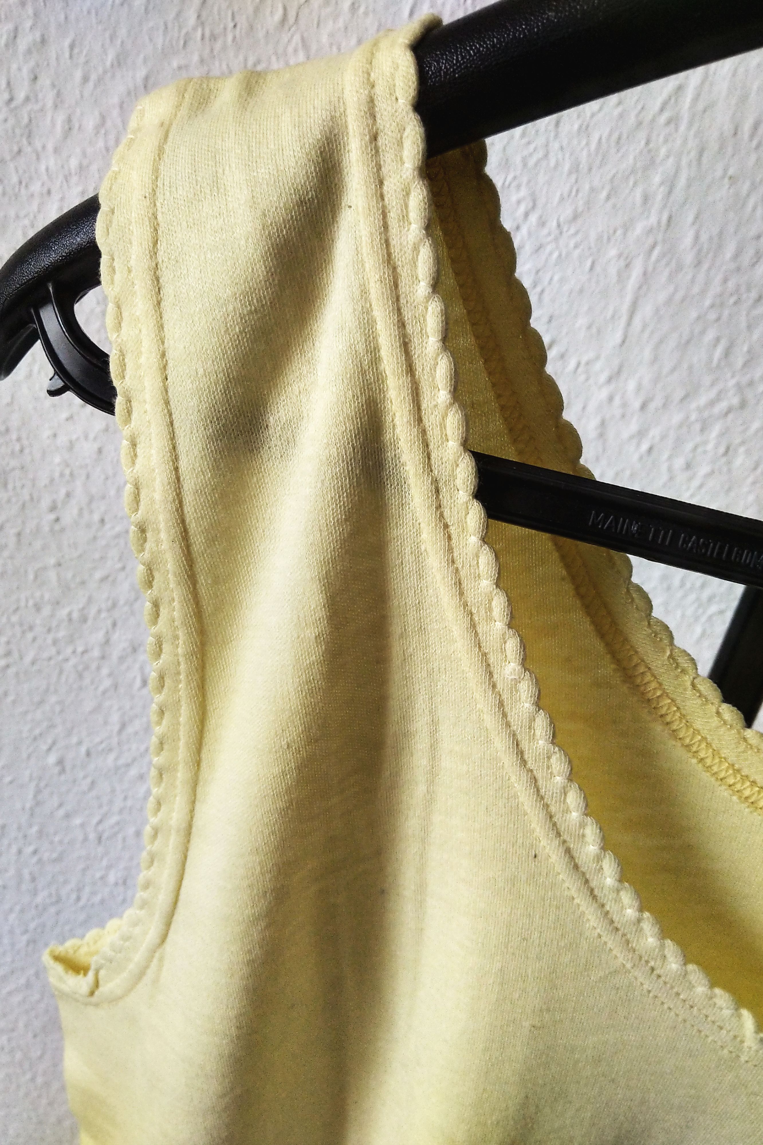 Vintage Damen Nachthemd Unterkleid Negligee Gelb Baumwolle Gr 50