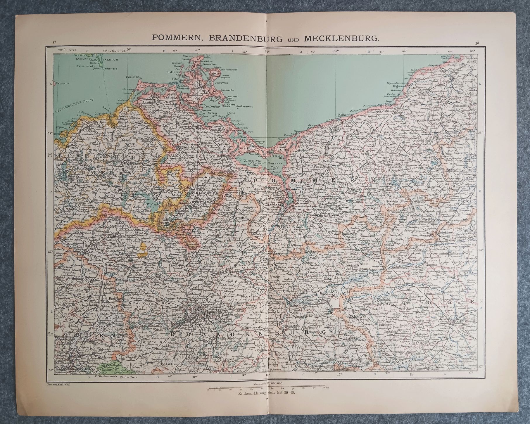 Carl Wolf Brandenburg Posen Mecklenburg und Pommern alte Litho Landkarte Carl Wolf Brandenburg Posen Mecklenburg und Pommern alte Litho Landkarte