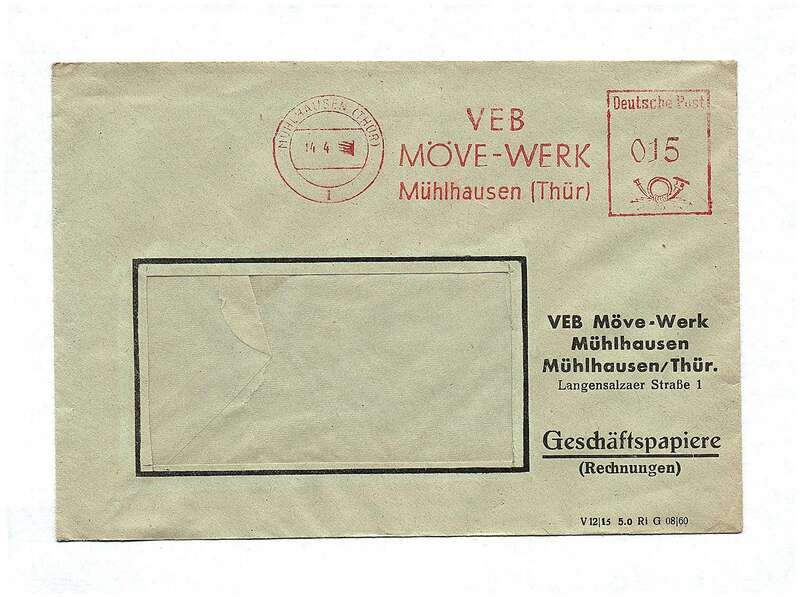 Brief DDR VEB Möbelwerk Mühlhausen Geschäftspapiere Briefkuvert
