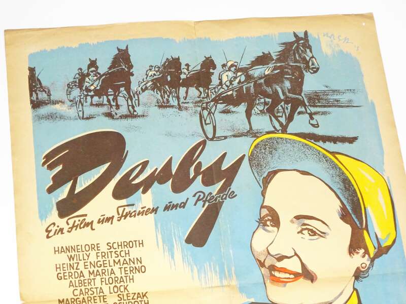 Defa Filmplakat Derby Ein Film um Frauen und Pferde 1949 Willy Fritsch 