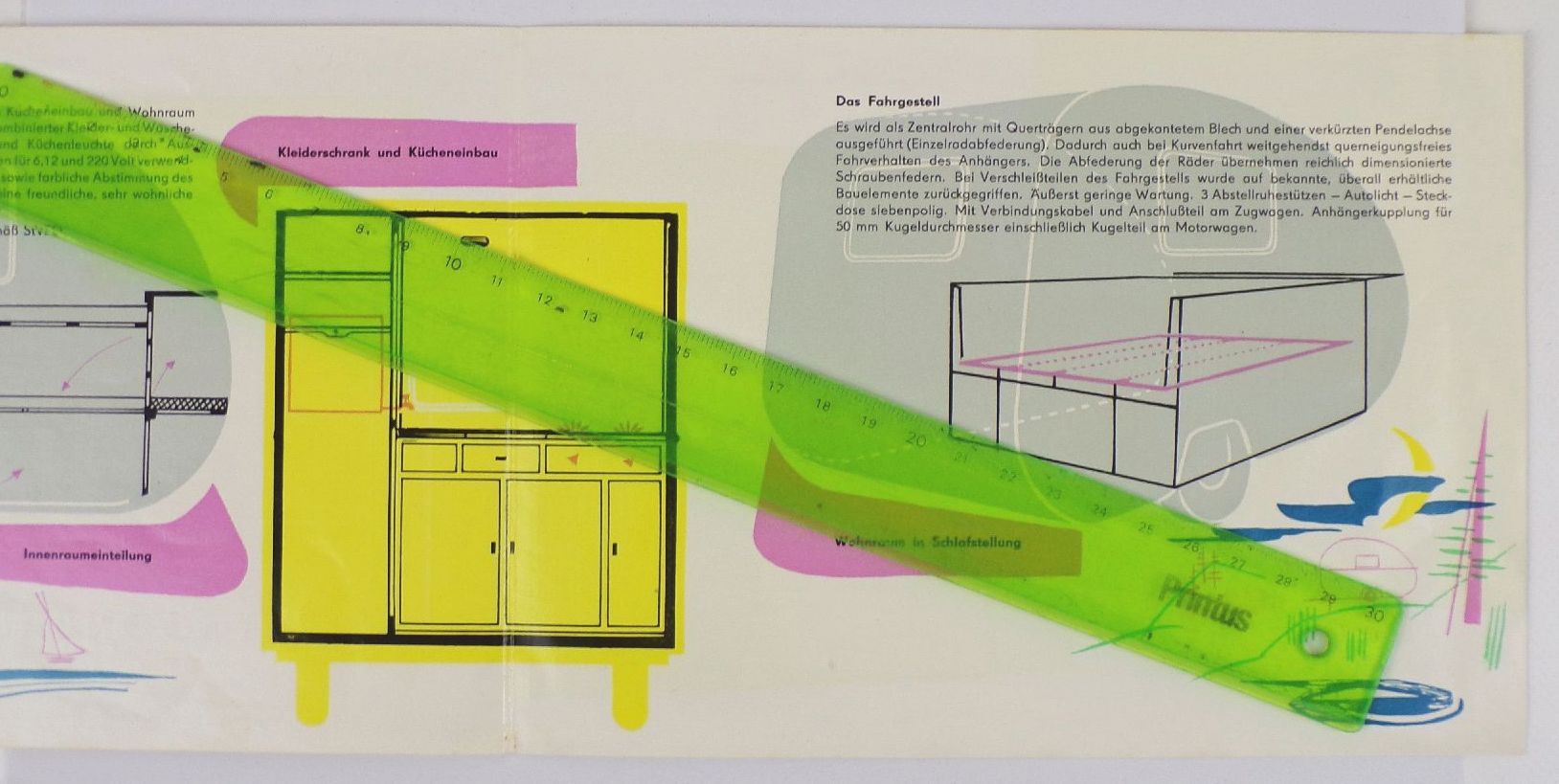 DDR Prospekt Auto Camping Anhänger VEB Waggonbau Bautzen 1959 