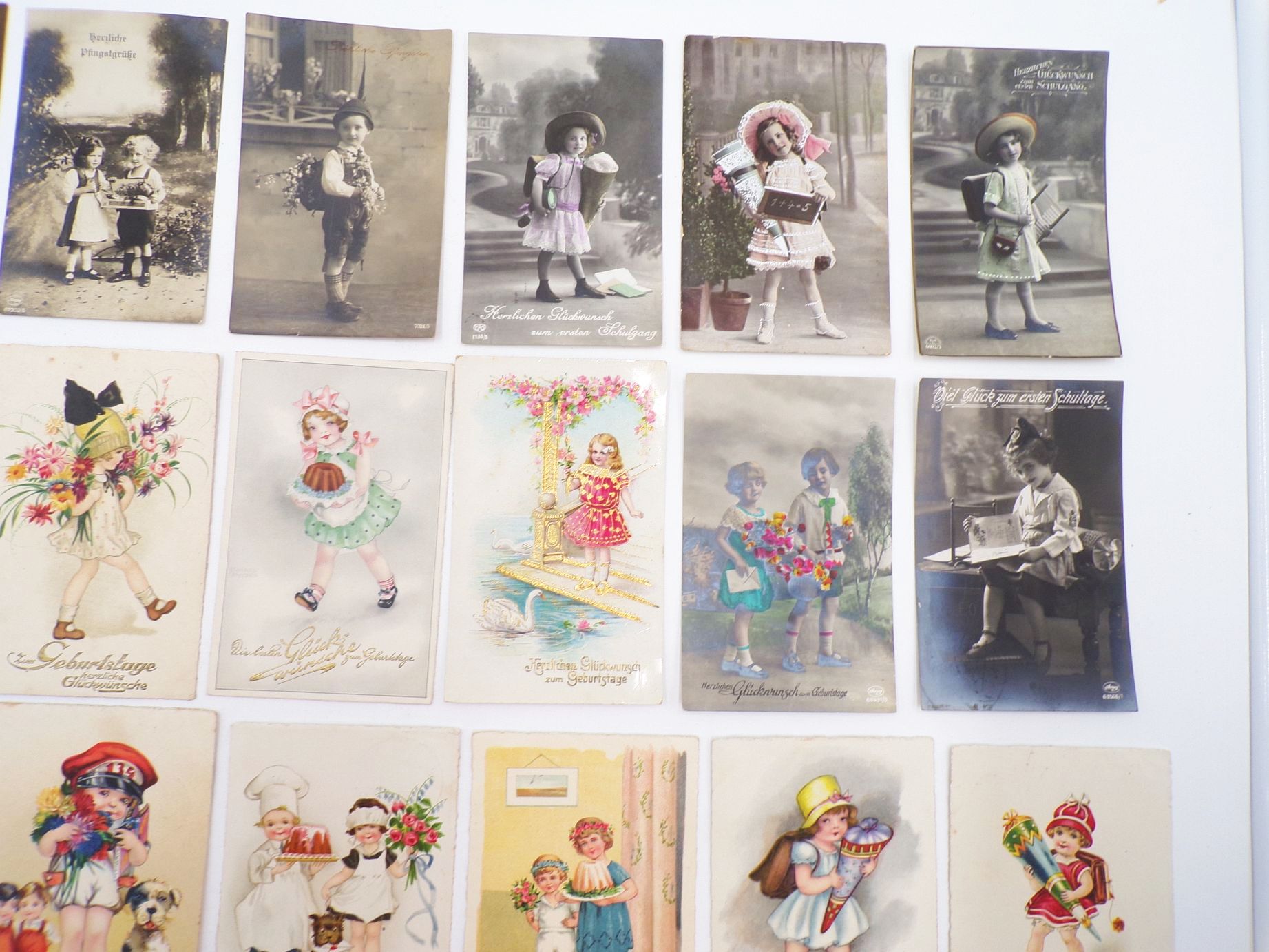 Konvolut Glückwunschkarten meist Schulanfang Ansichtskarten Kitsch