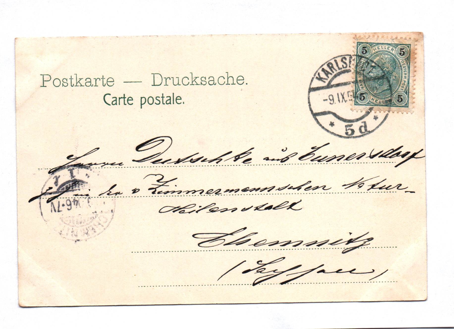 Ak Karlsbad Postkarte Drucksache 1904