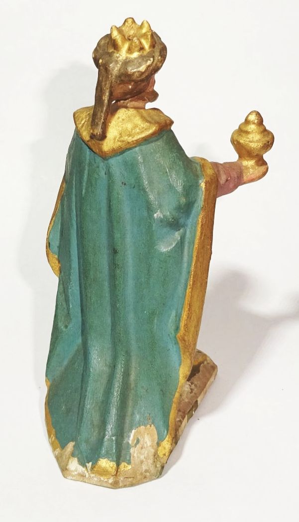 Alte geschnitzte Krippenfigur Kaspar Weihnachten um 1900 antik evt Grödnertal