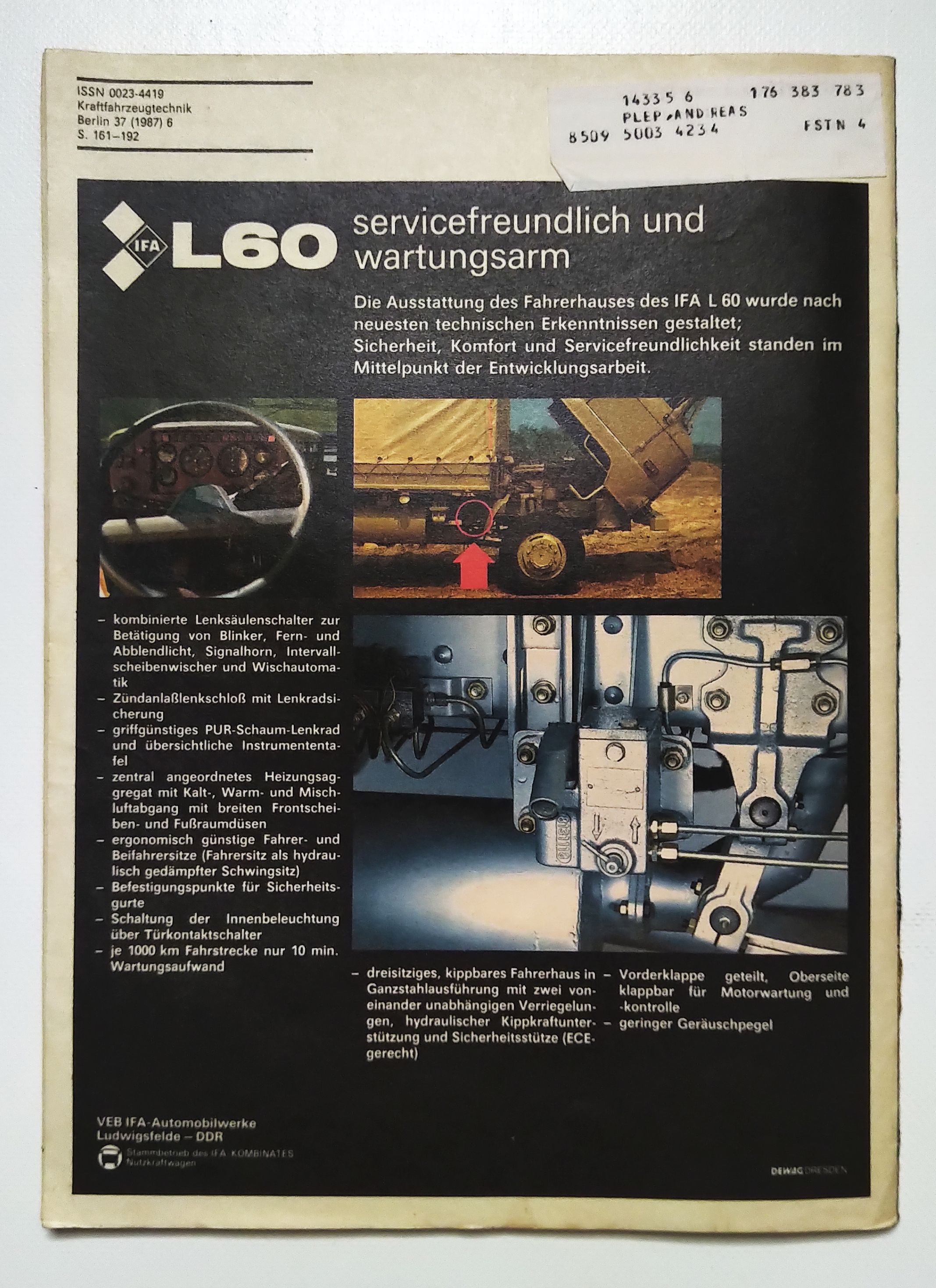 KFT Kraftfahrzeugtechnik Zeitschrift Nr 6 IFA L60 Tips Simson MZ
