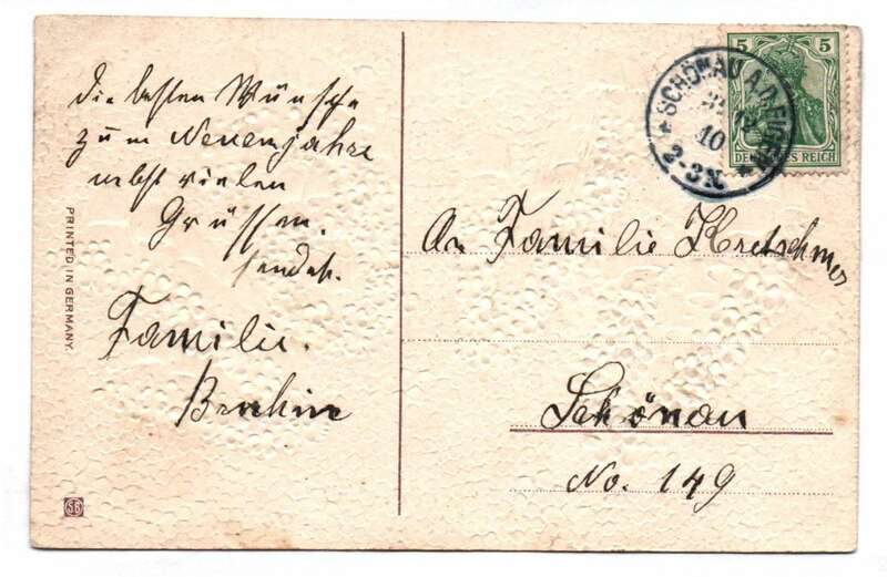 Geprägte Postkarte 1911 Prosit Neujahr 