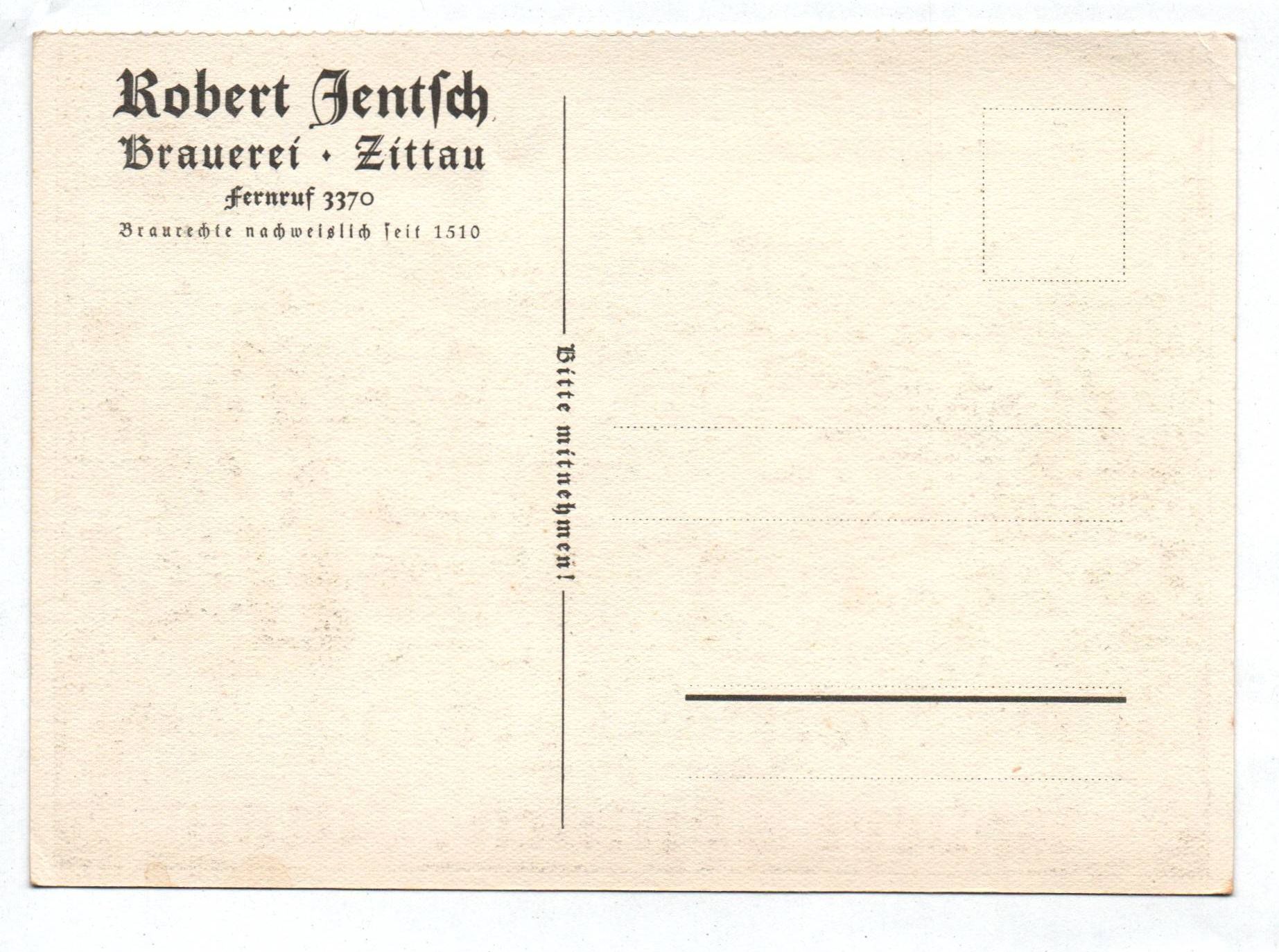 Reklame Ak Robert Jentsch Zittau Hubertus Caramel Bräu Bier Werbung 1930 er Reklame Ak Robert Jentsch Zittau Hubertus Caramel Bräu Bier Werbung 1930 er