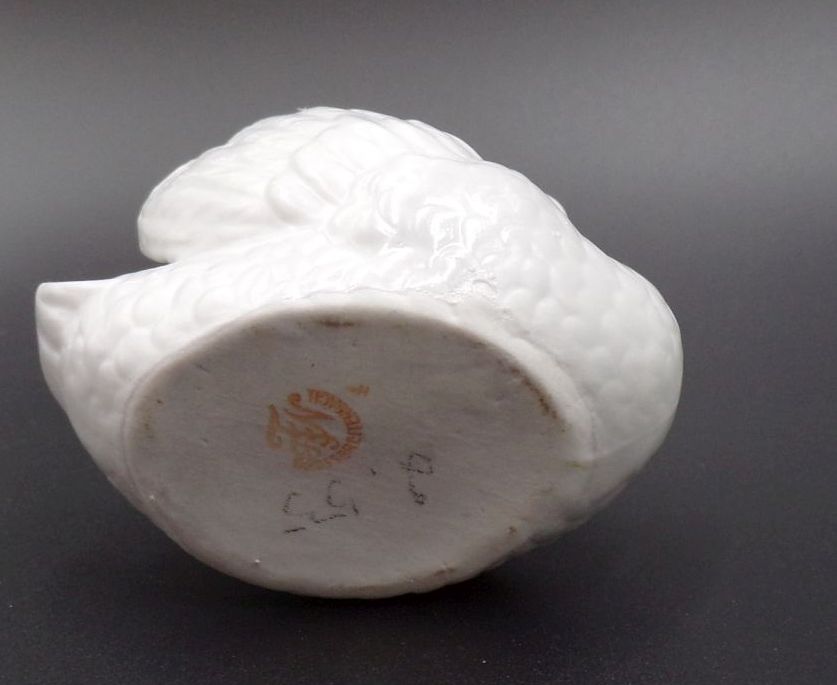 Alter Porzellanfigur Schwan Andenken an Stralsund Am Hafen 