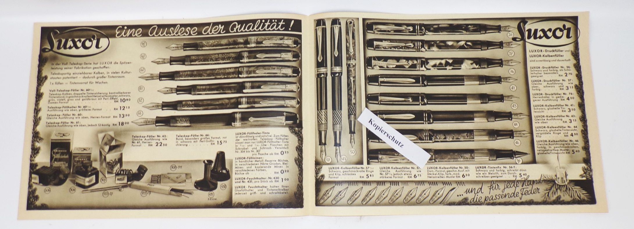 Altes Prospekt Luxor Füller Füllfederhalter 1930er vintage