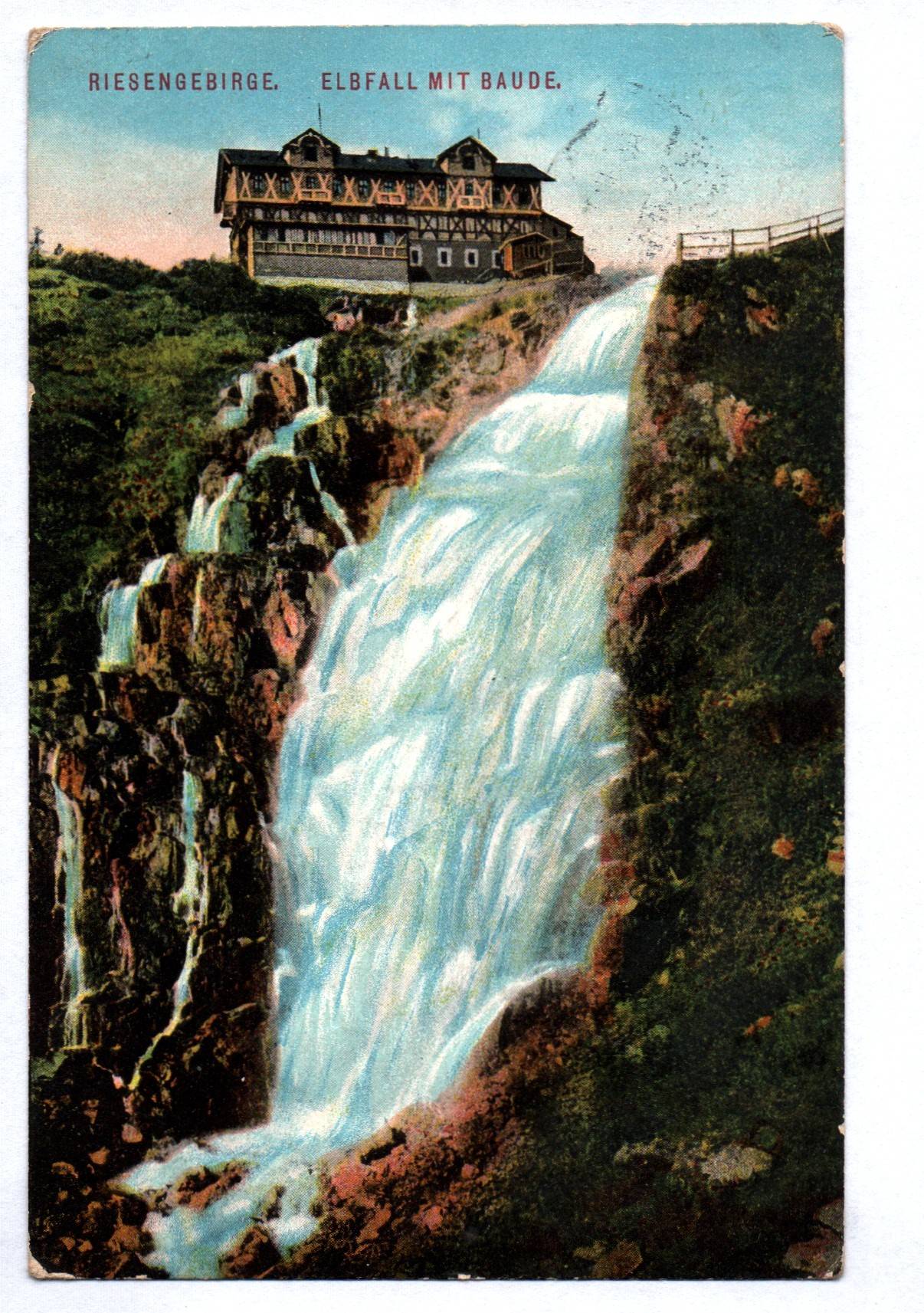  Ak Riesengebirge Elbfall mit Baude