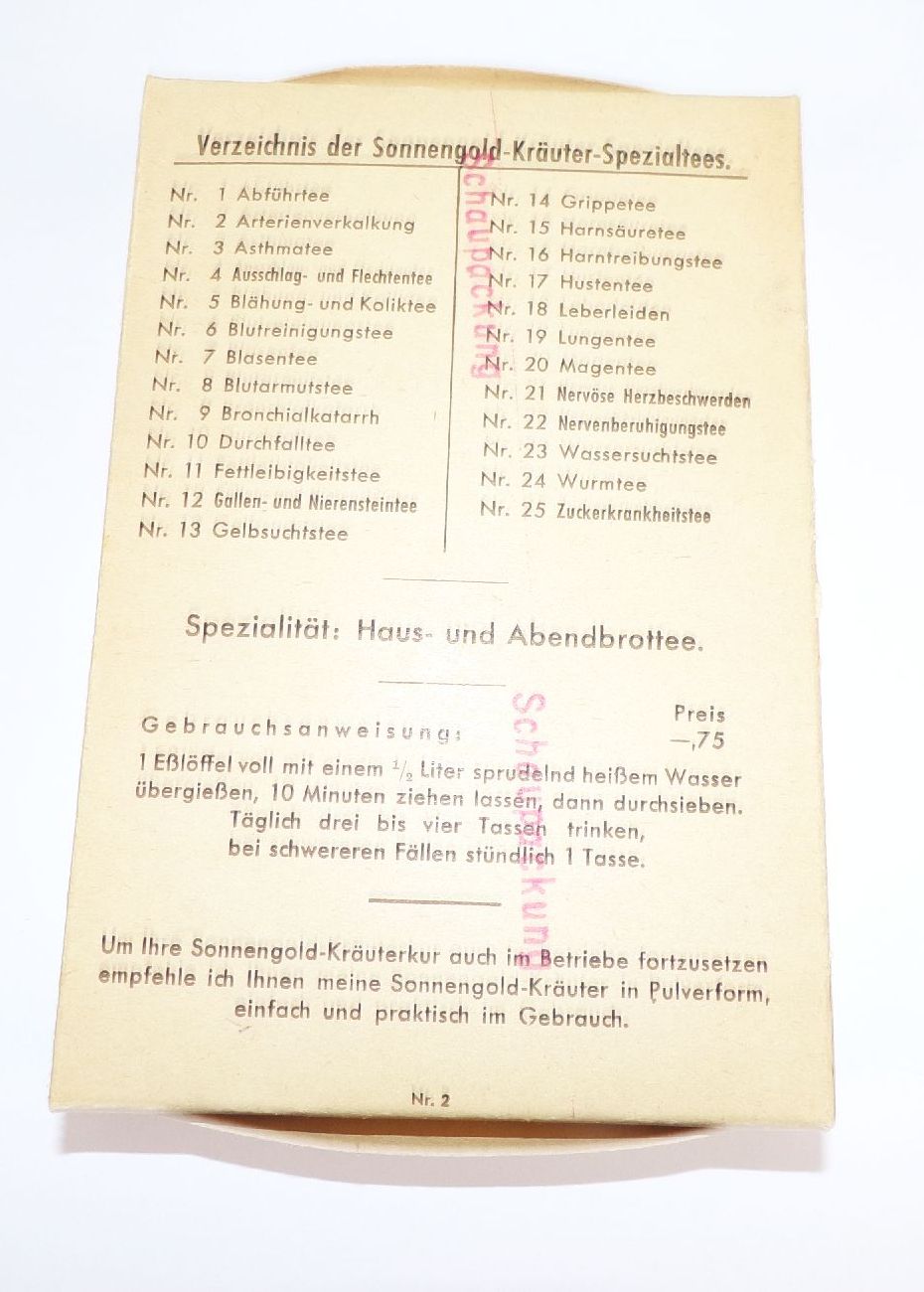 Alte Packung Sonnengold Kräuter Tee Beeth Löbau Reklame Sammler Alte Packung Sonnengold Kräuter Tee Beeth Löbau Reklame Sammler