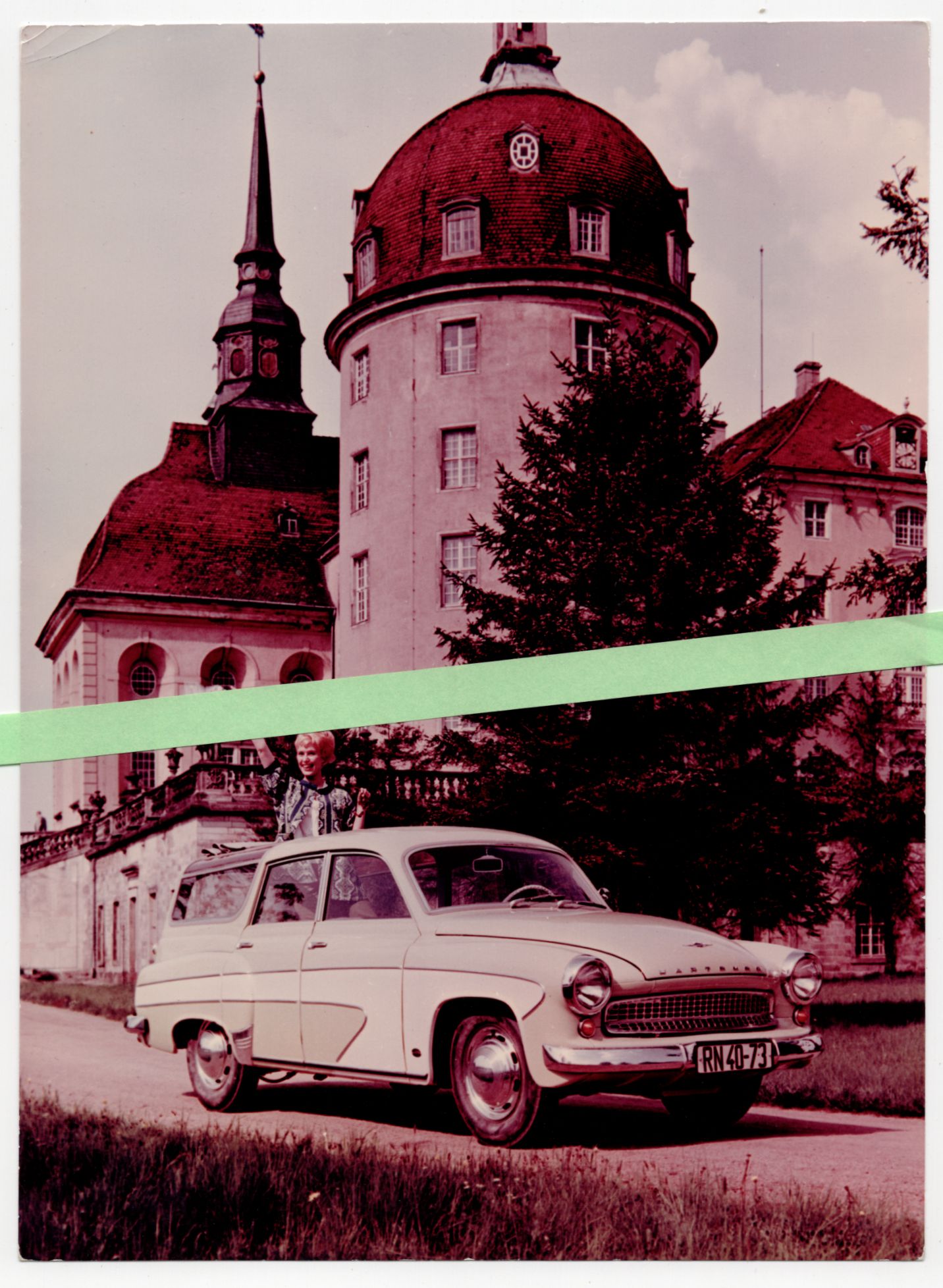 Foto Wartburg Kombi Werbung Schloss Moritzburg PGH Leipzig 1963