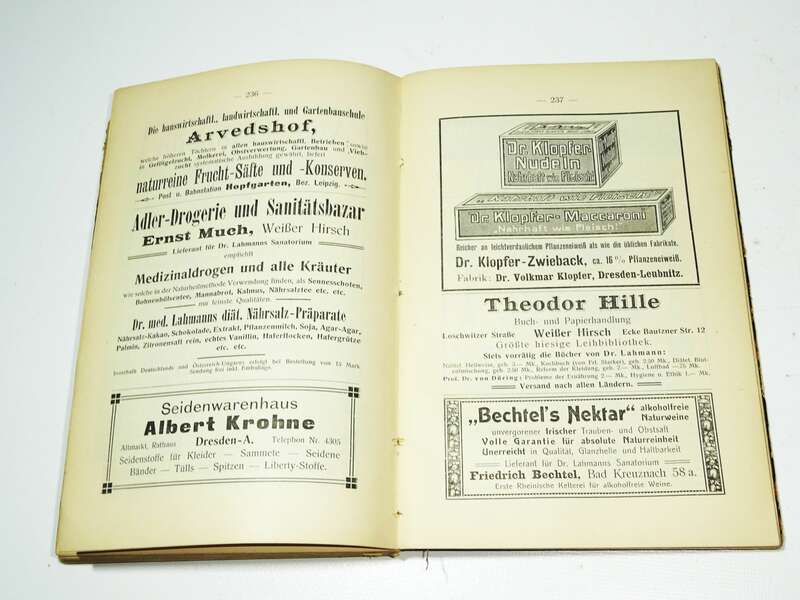 Hygieinisches Kochbuch zum Gebrauch für ehem. Kurgäste Dr. Lahmanns Sanatorium 1905 Dresden