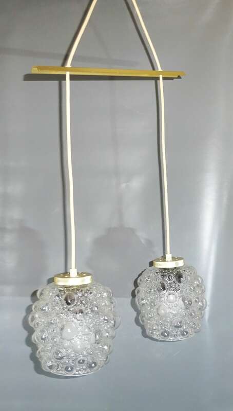 Alte Pendellampe 2flamig Bubble Lampe Glas 60er Jahre Vintage Deckenlampe 