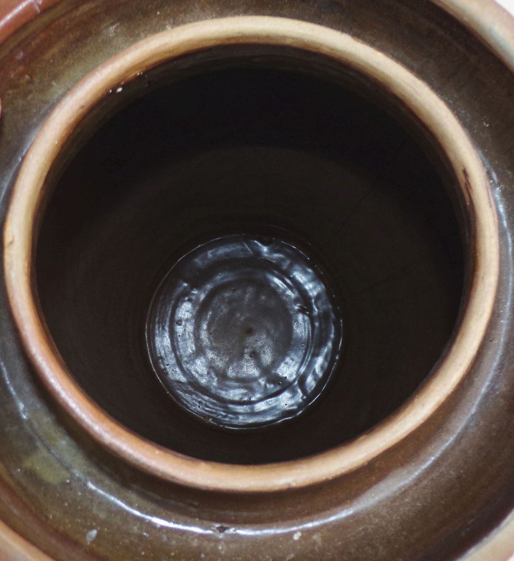 Alter Steinguttopf Sauerkrauttopf Tontopf Gärtopf Gurkentopf Steinzeug Deckel