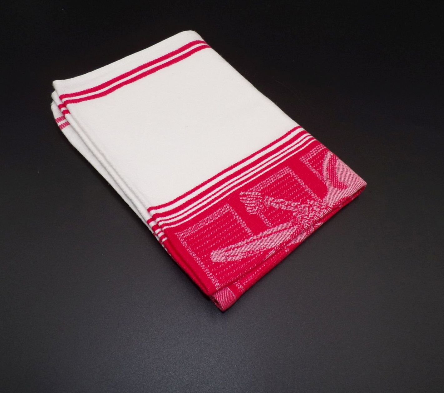 Altes Küchentuch Rot Weiß 51 x 54 cm Baumwolle Küchenwäsche 