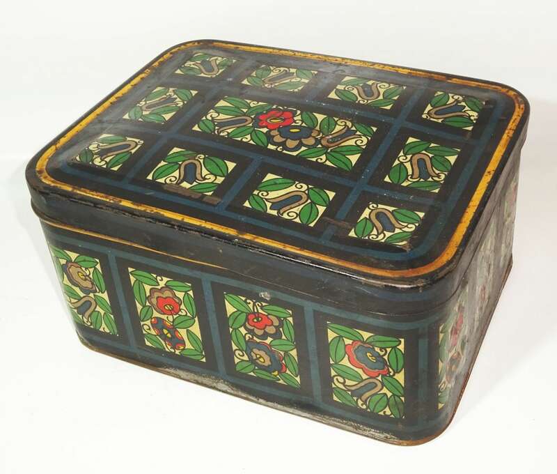 Alte Art Deco Blechdose Behälter Vorratsdose Laden Deko Box Sammler 1930er 