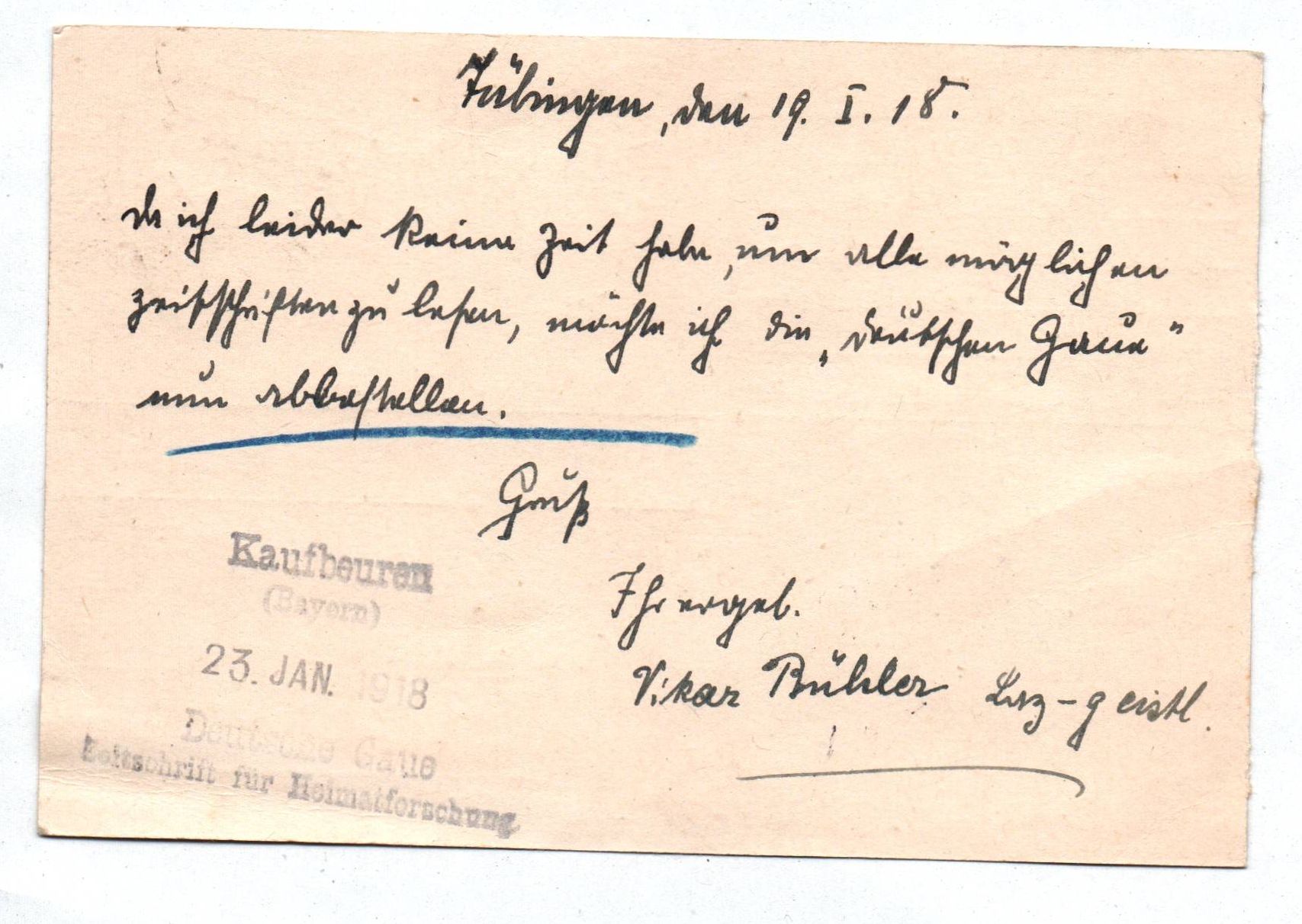 Feldpostkarte Tübingen Reserve Lazarett II Abteilung Wilhelmstift 1918 Feldpostkarte Tübingen Reserve Lazarett II Abteilung Wilhelmstift 1918