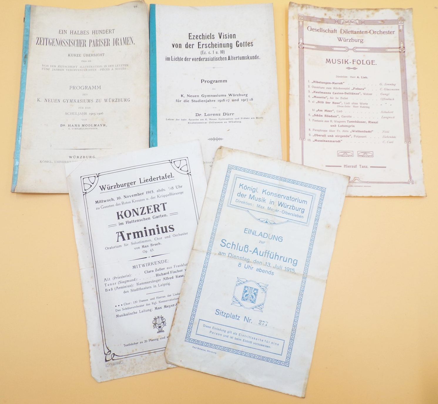 Würzburg Dokumente Neues Gymnasium Programme 1905 bis 1918 Würzburg Dokumente Neues Gymnasium Programme 1905 bis 1918