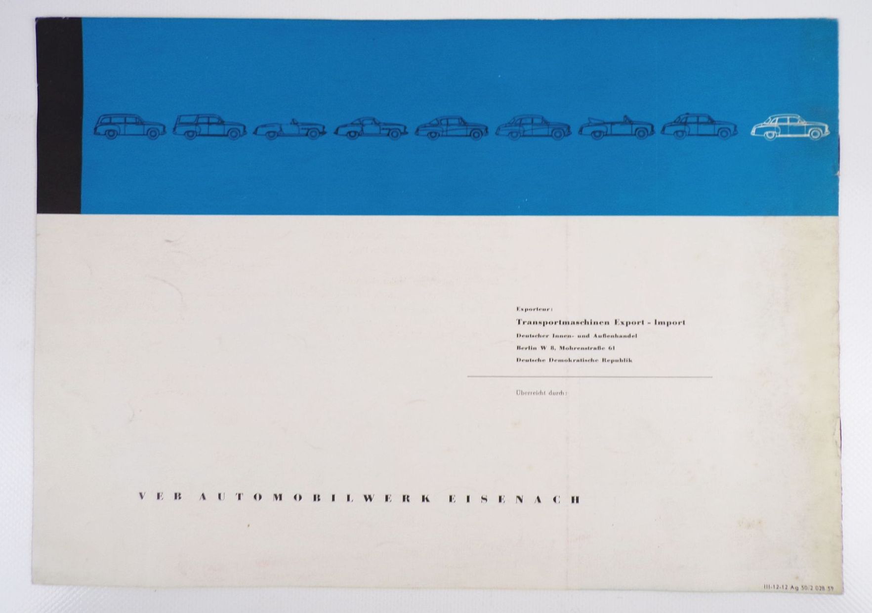 Prospekt Wartburg Limousine 1959 VEB Automobil Eisenach Oldtimer