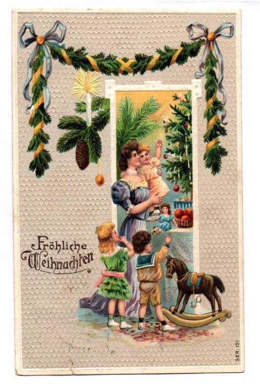 Geprägte Ansichtskarte Kinder Spielzeug Weihnachtsbaum 1910