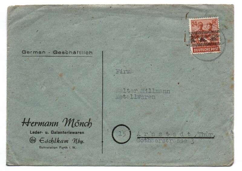 Firmen Brief Hermann Mönche Leder Galanteriewaren Eschlkam Fürth Posthorn 