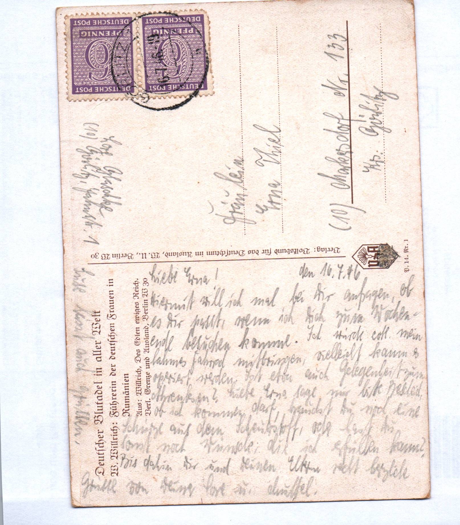 Willrich Ak Führerin der deutschen Frauen in Rumänien 1946 Willrich Ak Führerin der deutschen Frauen in Rumänien 1946