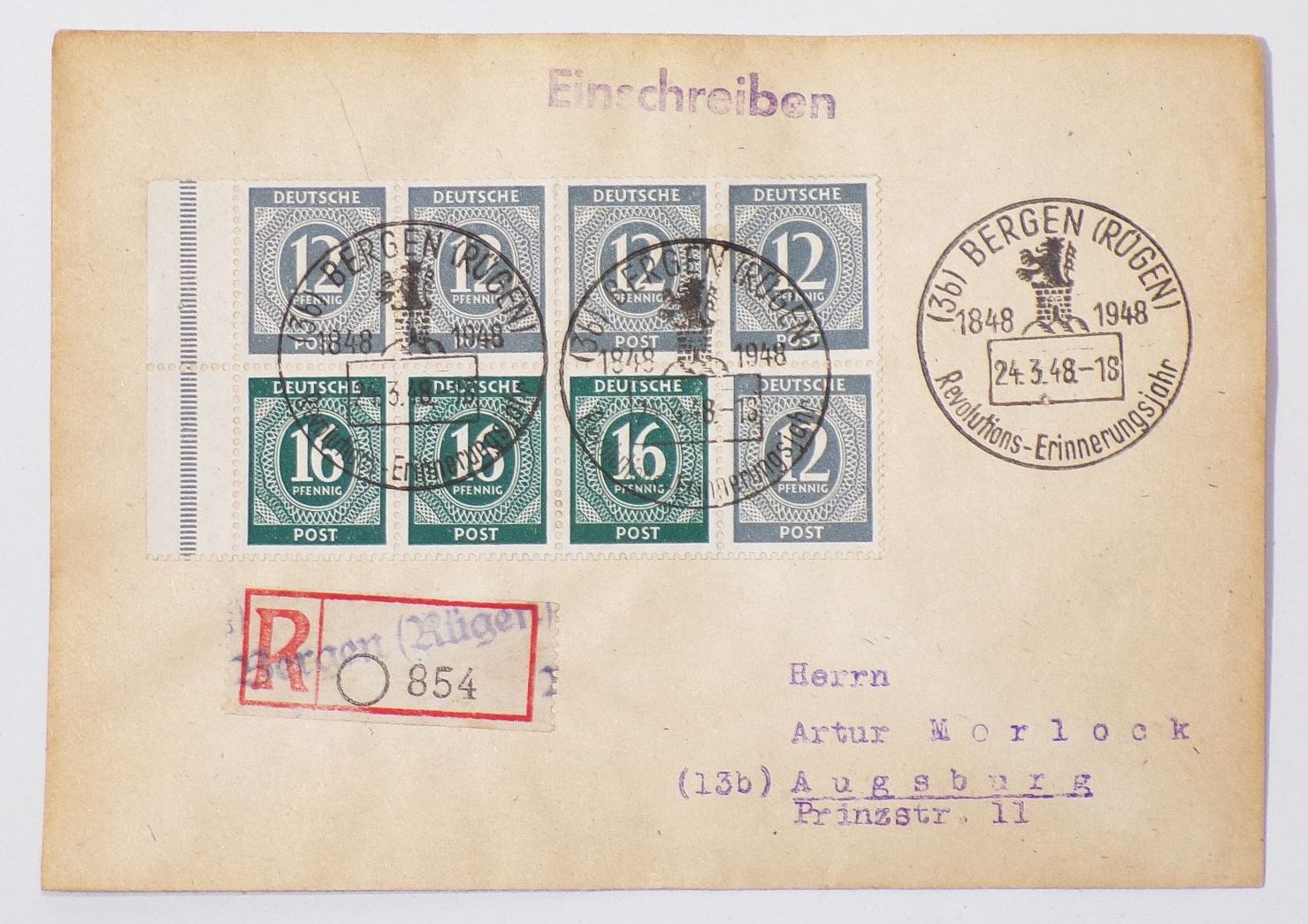 R Brief 1948 Bergen Rügen H Blatt 123