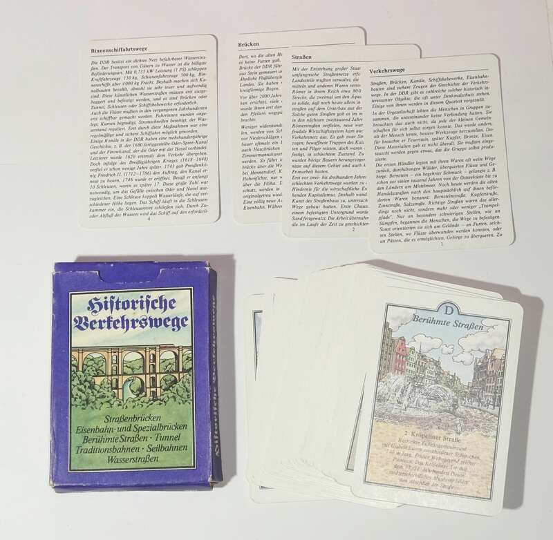 DDR Kartenspiel Historische Verkehrswege 1988 Altenburger Spielkartenfabrik 