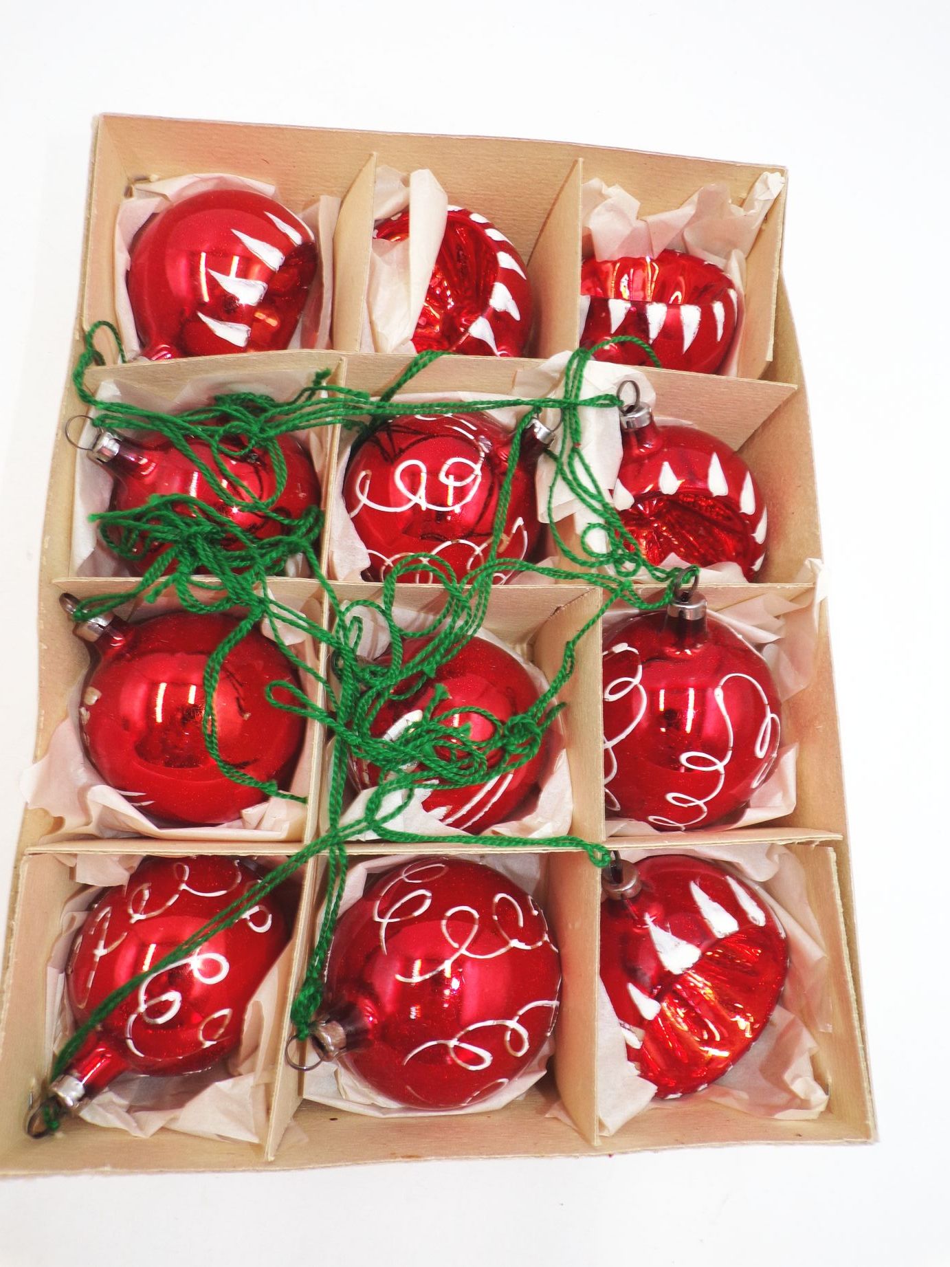 Alter Kugeln Reflexkugeln CBS Glas Rot Christbaumschmuck 