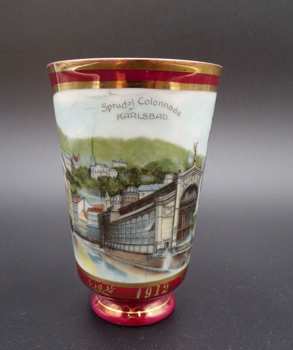 Alte Andenkentasse Karlsbad Böhmen 1912 Porzellan Antik Tasse Alte Andenkentasse Karlsbad Böhmen 1912 Porzellan Antik Tasse