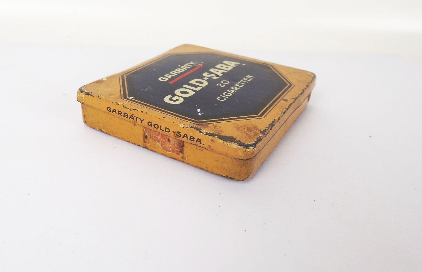 Alte Zigarettendose Garbaty Gold Saba 20er Blechdose Alte Zigarettendose Garbaty Gold Saba 20er Blechdose